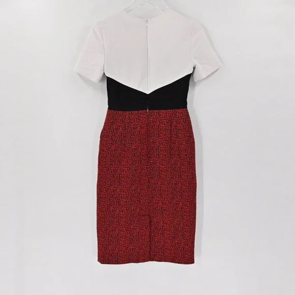 JASON WU Womens Jacquard Red Black Colorblock Sheath Mini Dress Office Size 0 - Picture 7 of 11
